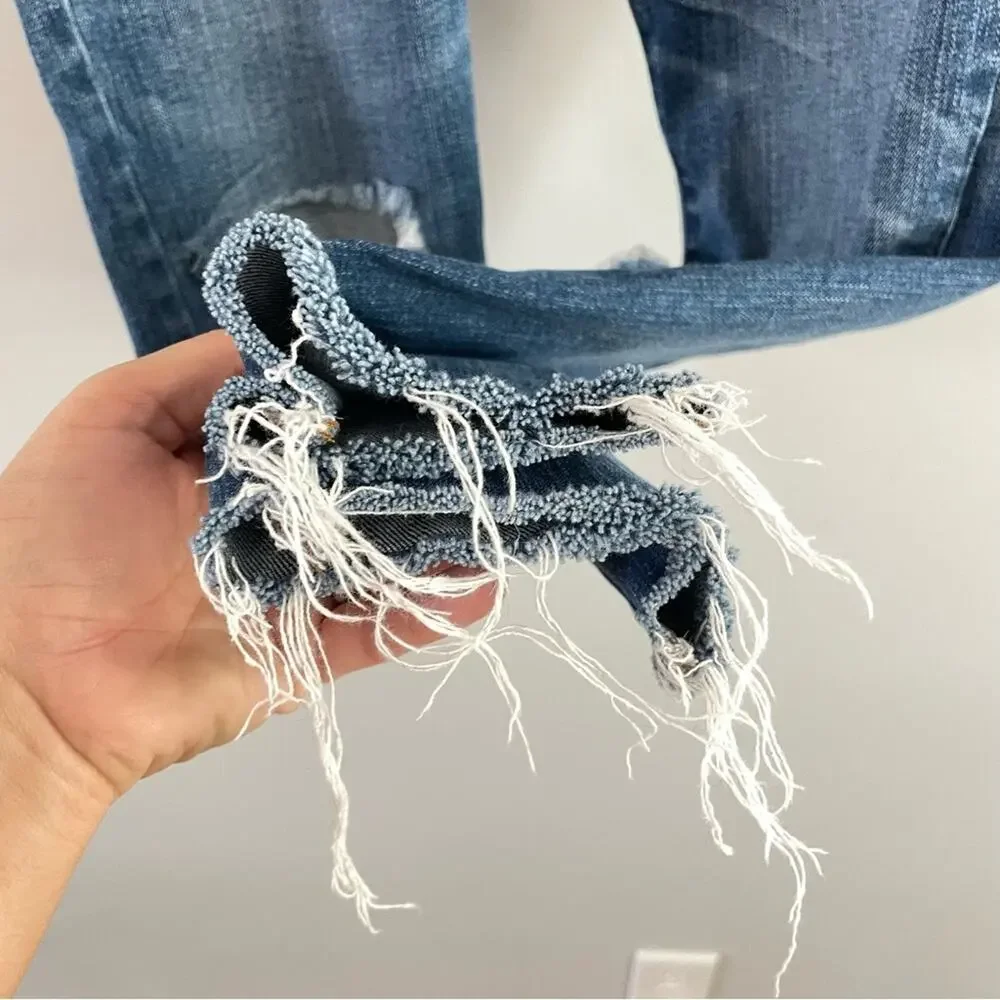 Madewell Womens 9" High-Rise Skinny Crop Jean Bruce Wash Medium Denim Distressed - Picture 3 of 11